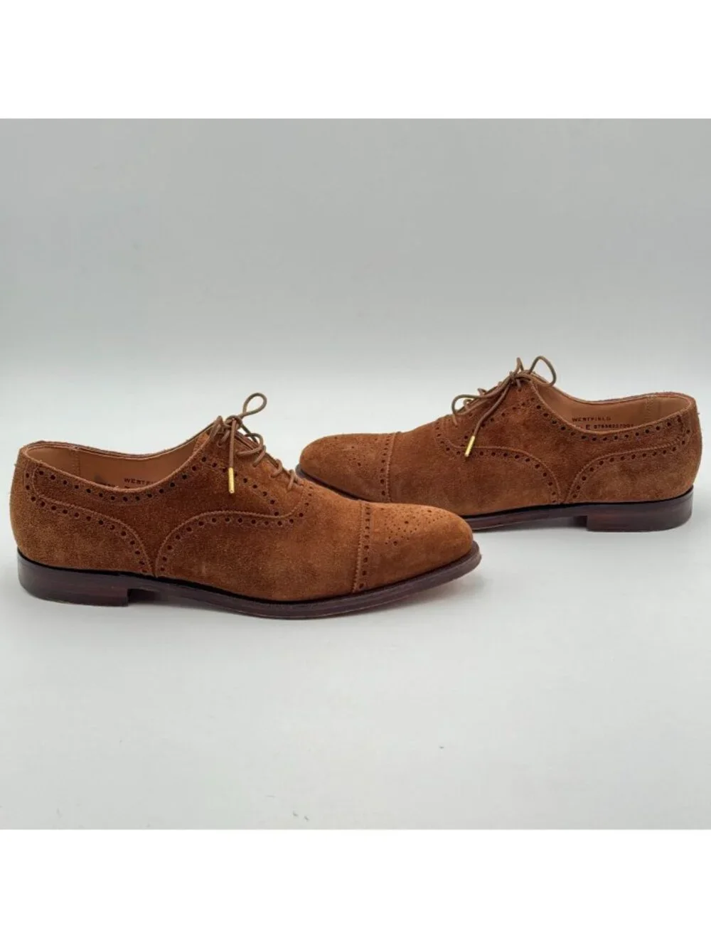 Crockett & Jones Westfield Tobacco Calf Suede Oxford Cap Toe Shoes UK 7.5/US 8.5